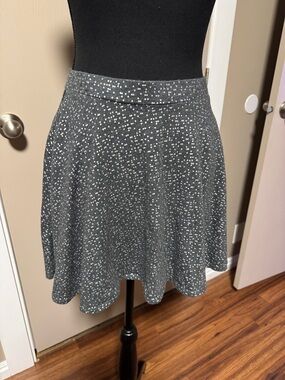 Aeropostale Charcoal Gray Skater Skirt with Silver Dot Print
